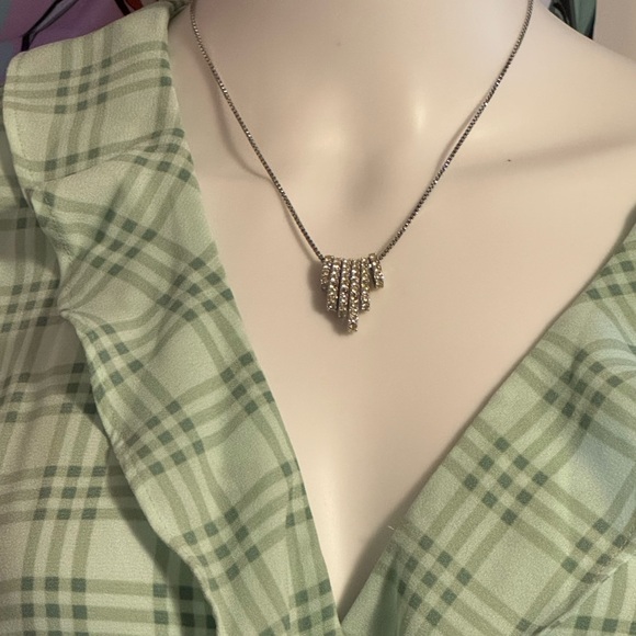 SALE Swarovski crystal hyperbola interchangeable hoop pendant silver necklace - Picture 4 of 11